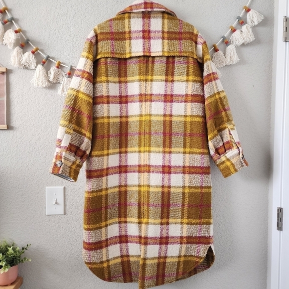 Sundance Doran Plaid Wool Button Down Longline Coat Blazer Minimalist Boho XS - Picture 3 of 14